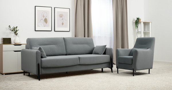 Диван-кровать прямой Барселона ТД 673 велюр Diagonal 995 серо-голубой