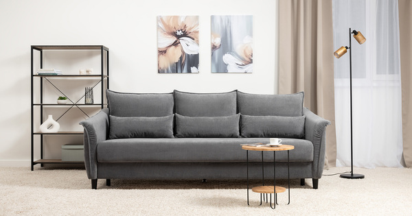 Диван-кровать прямой Берта ТД 774 велюр Mirage grafit темно-серый