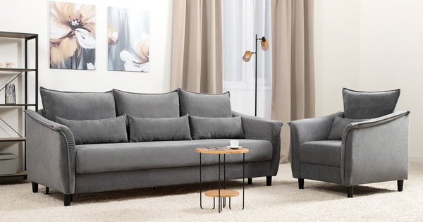 Диван-кровать прямой Берта ТД 774 велюр Mirage grafit темно-серый