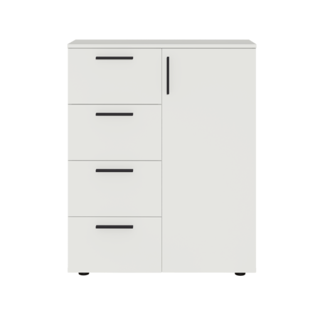 Комод Эйр 16.241 белый PE шагрень, собирается на любую сторону