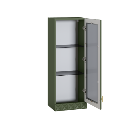 Гостиная Марион композиция 2 дымчатый зеленый K521, олива шагрень AG 1050 ПВХ, белый PE шагрень (собирается на любую сторону)