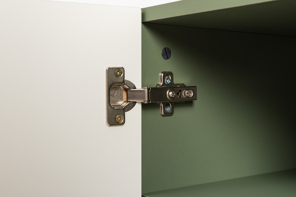 Гостиная Марион композиция 1 дымчатый зеленый K521, олива шагрень AG 1050 ПВХ, белый PE шагрень (собирается на любую сторону)