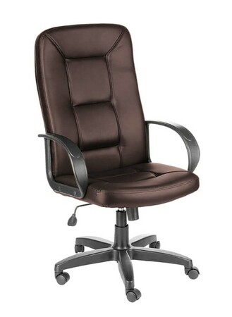 Кресло на колесах Сенатор ультра кожзам коричневый, крестовина пластик, подлокотники пластик, механизм качания